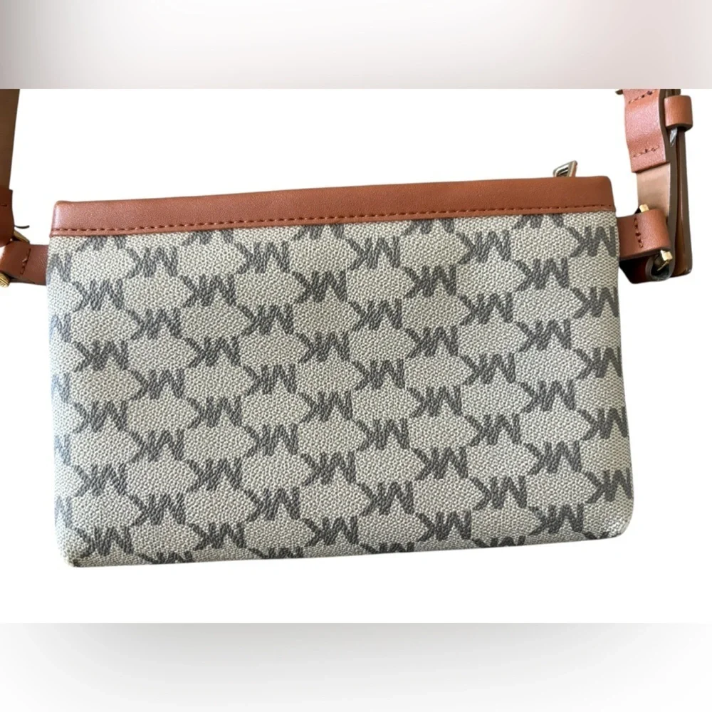 Michael Kors Brown Leather Trim Monogram Canvas